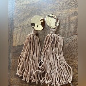 Gold and Tan Tassel Earrings